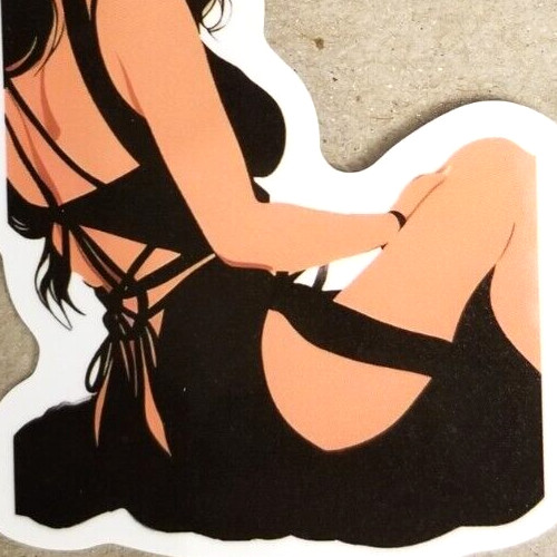 Waifu Sticker Girl Formal Black Dress Date Dancer Idol Anime Manga Pin Up Pinup