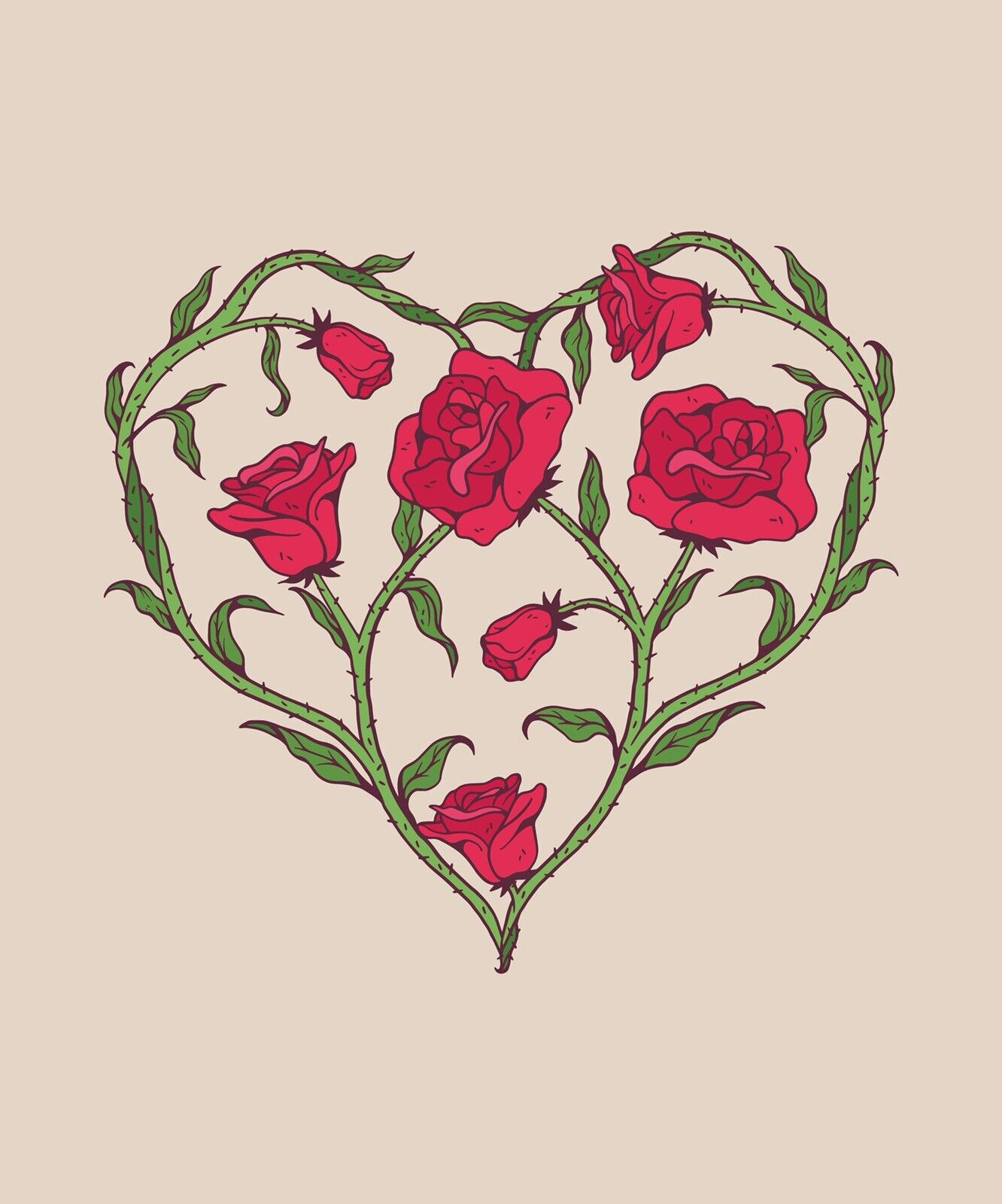 Heart Shaped Red Roses Sticker Decal