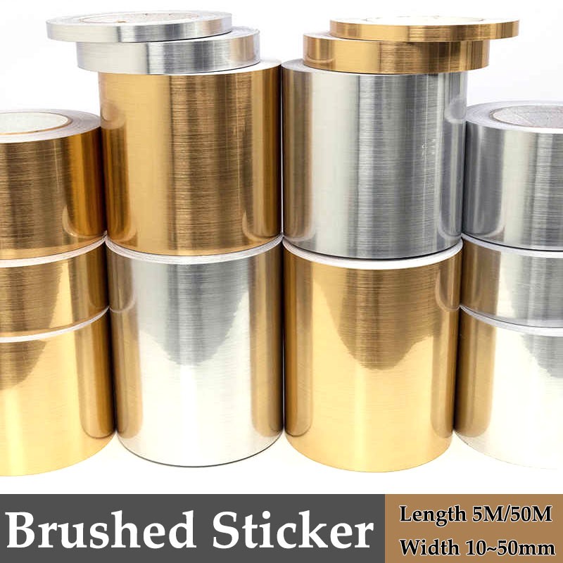 Car Sticker Car Metal Brushed Steel Matte Tape Wrap Sticker Gold/Silver 10~150mm