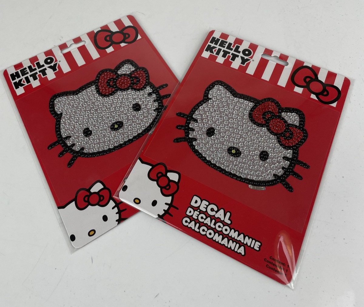 Licensed Sanrio Hello Kitty Full Bling Sticker Auto Home Office Luggage 2 pak