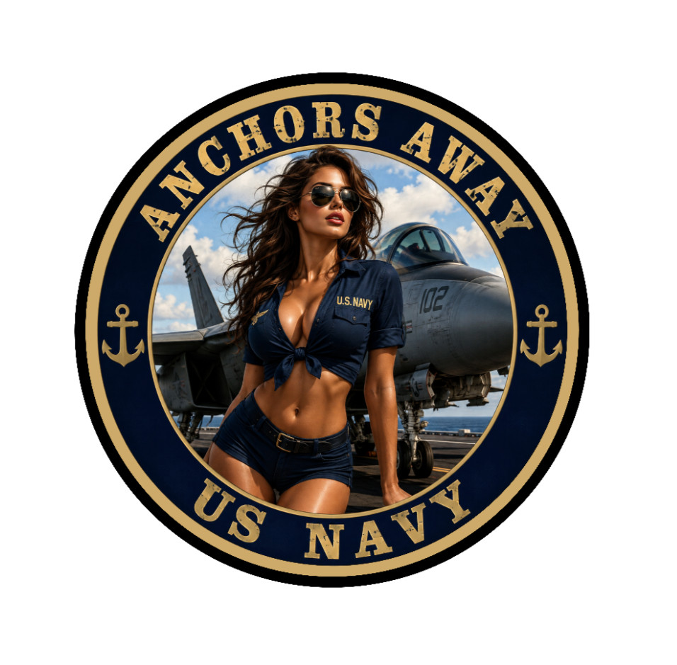 US Navy Anchors Away – 4" Handmade Vinyl Decal Auto Cooler Laptop Toolbox Decor