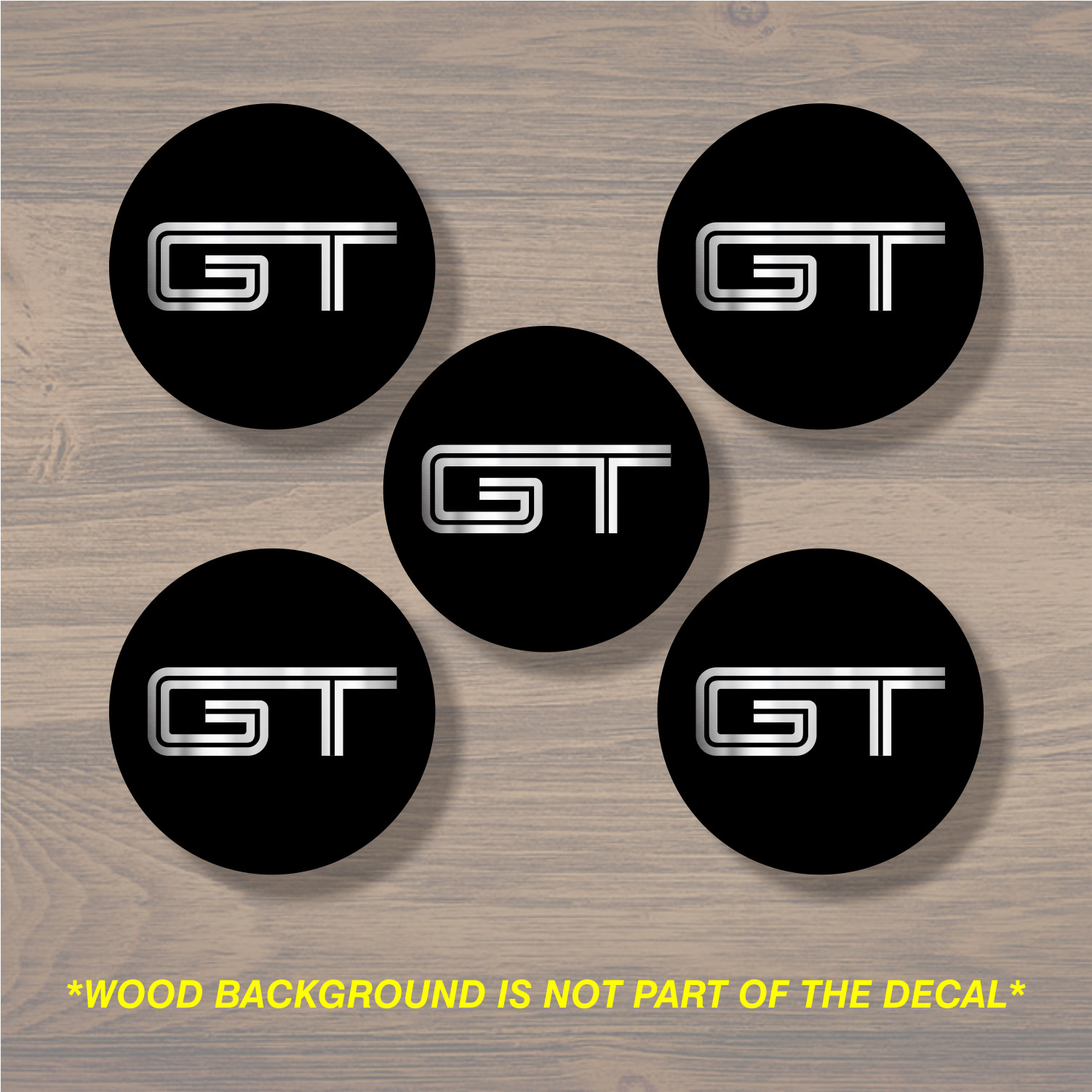 Ford Mustang GT Wheel Center Cap Overlay x5, Vinyl Decal Sticker