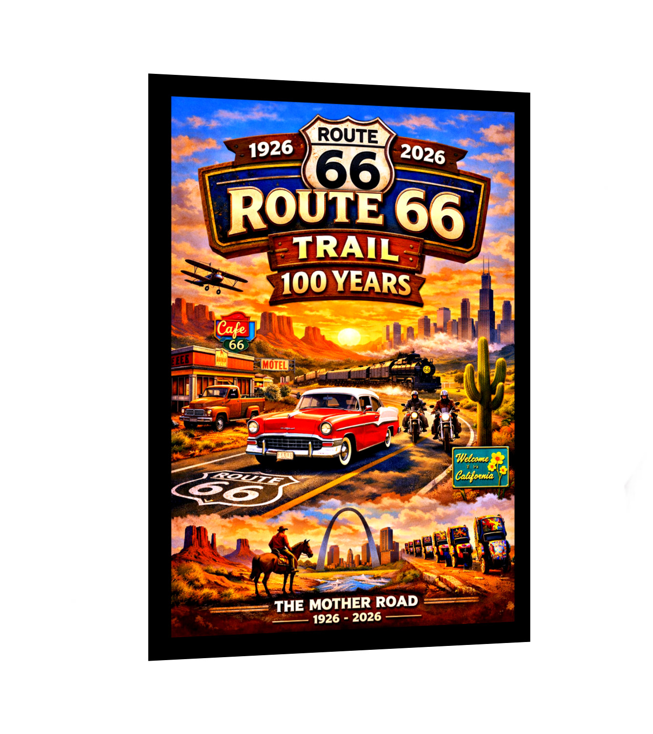 100TH Anniversary Retangular Route Stickerl America's Highway Historic Route 66