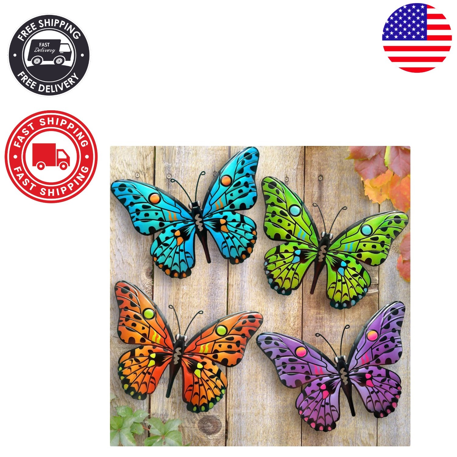 Versatile Metal Butterfly Wall Art – Indoor/Outdoor Decoration, 9.6" – 4 Count
