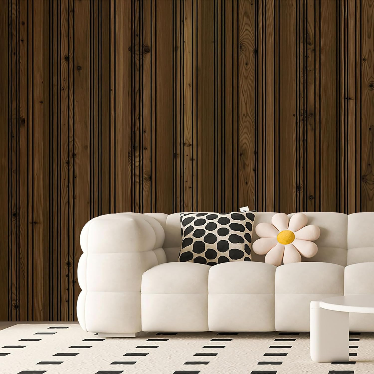4-Pack Glue-On Wall Panels, Wood Grain Texture Interior Wall Decor, 104"X12" Rec