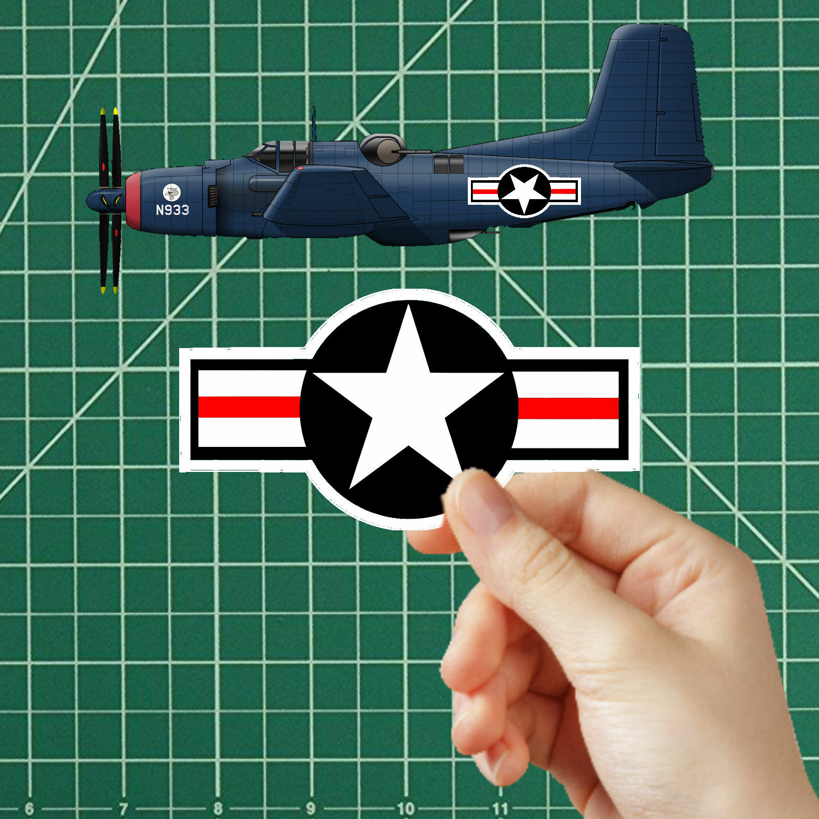 Stars and Bars Peel & Stick Stickers For RC Planes – Set of 11 decals