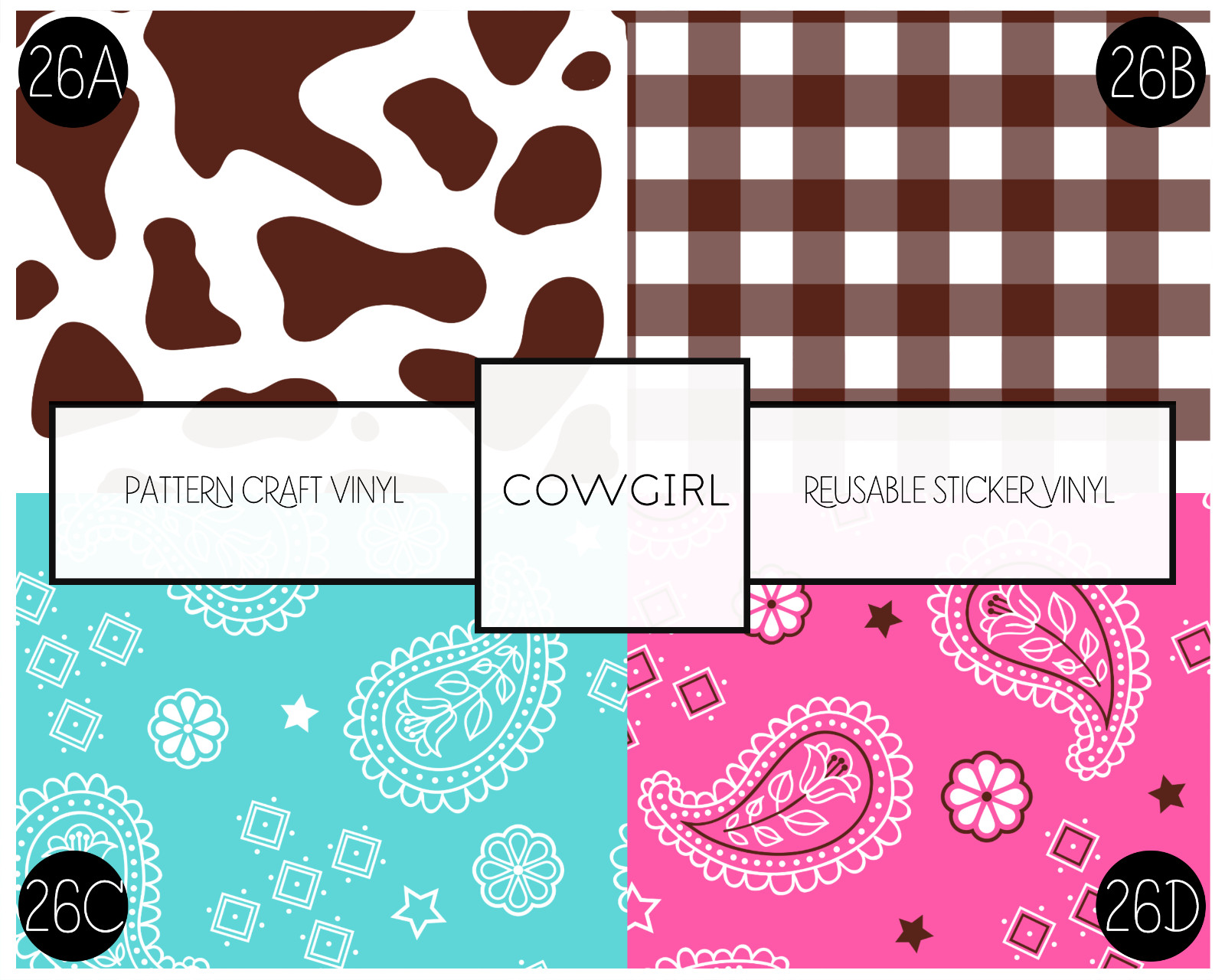 Paisley Plaid Cowgirl Pattern Vinyl Oracal 651 Adhesive Craft Vinyl 12in roll