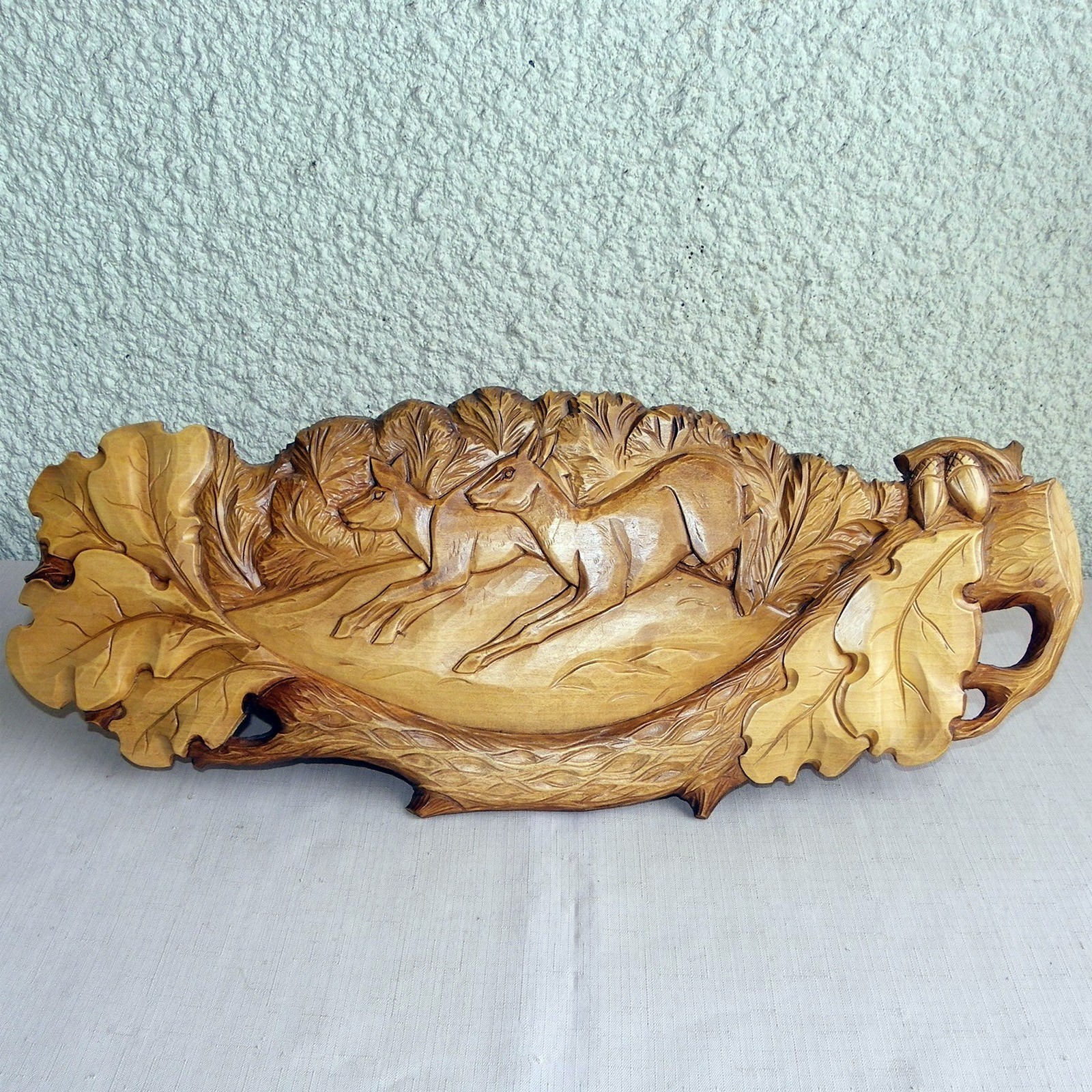 BLACK FOREST CARVED WOOD KITCHEN TOWEL WALL SHELF 23"