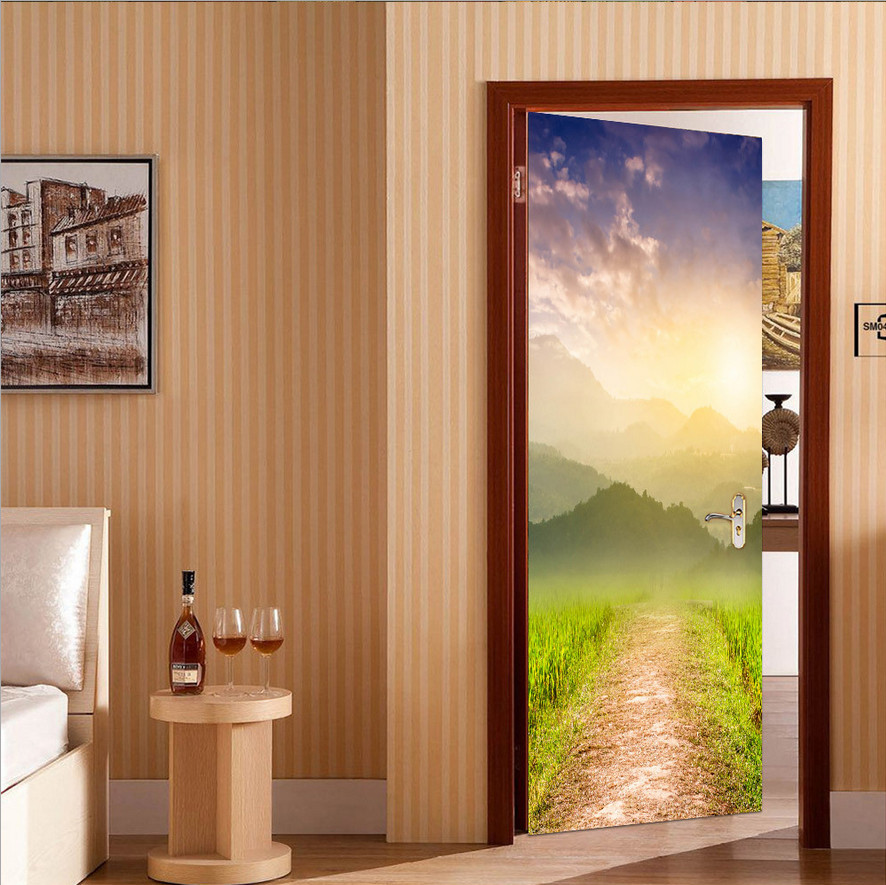 Abstract Style Morden PVC Door Sticker Art Wall Decals Mural 3D Home Room Decor