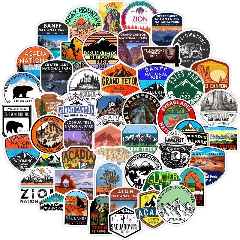 10 Random National Park Themed Stickers Nature Decal Laptop Binder Free Shipping
