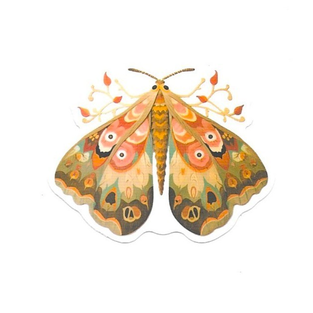 Autumnal Earth Tone Moth Vinyl Sticker Vintage Butterfly Insect Journal Laptop
