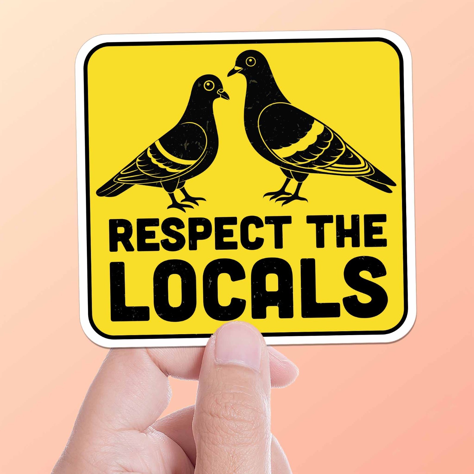 Respect the Locals Pigeon Sticker – Funny City Bird Decal for Water Bottle