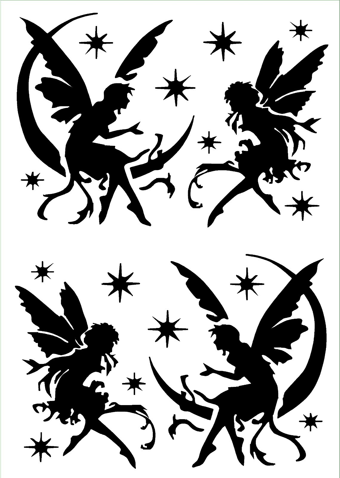 Fairy Decals Mirrored Image Set Pixies fairies moon stars vinyl stickers