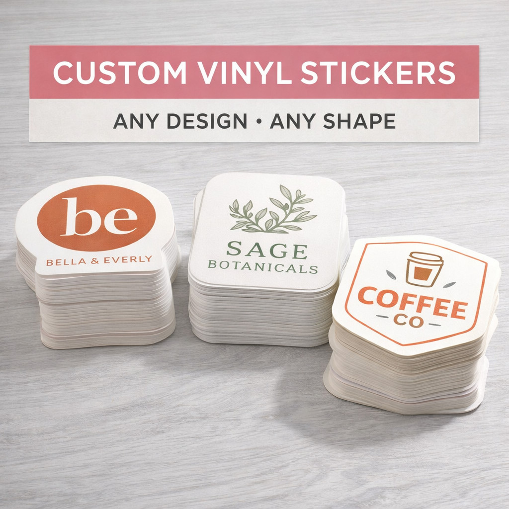Custom Vinyl Stickers Die Cut Logo Labels Business Packaging Brand Merch Bulk UV