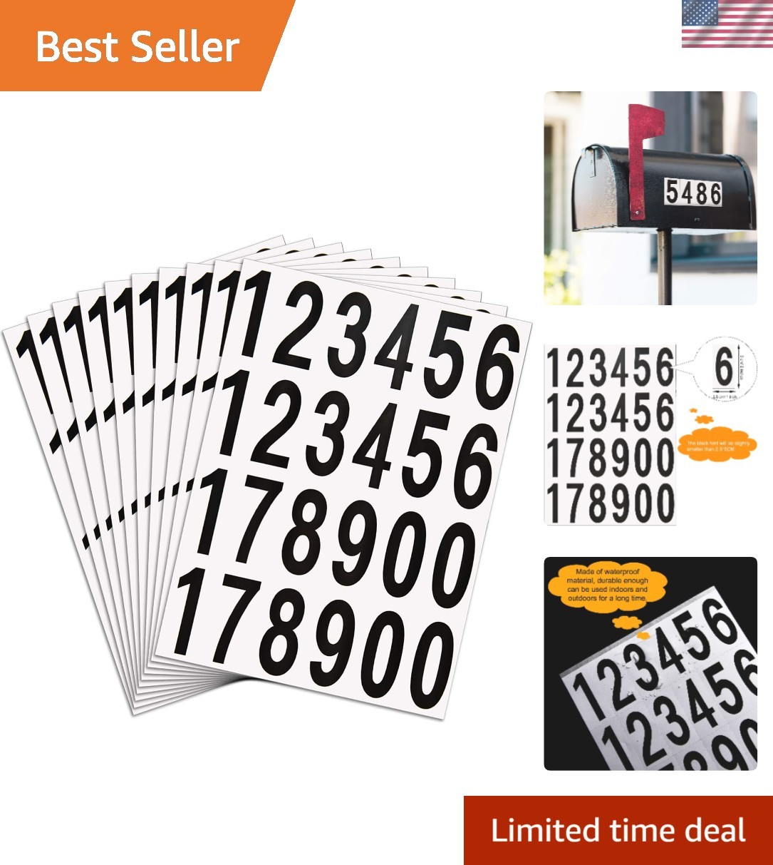 Versatile 240pcs Waterproof Vinyl Numbers – Perfect for Business & Home Signage