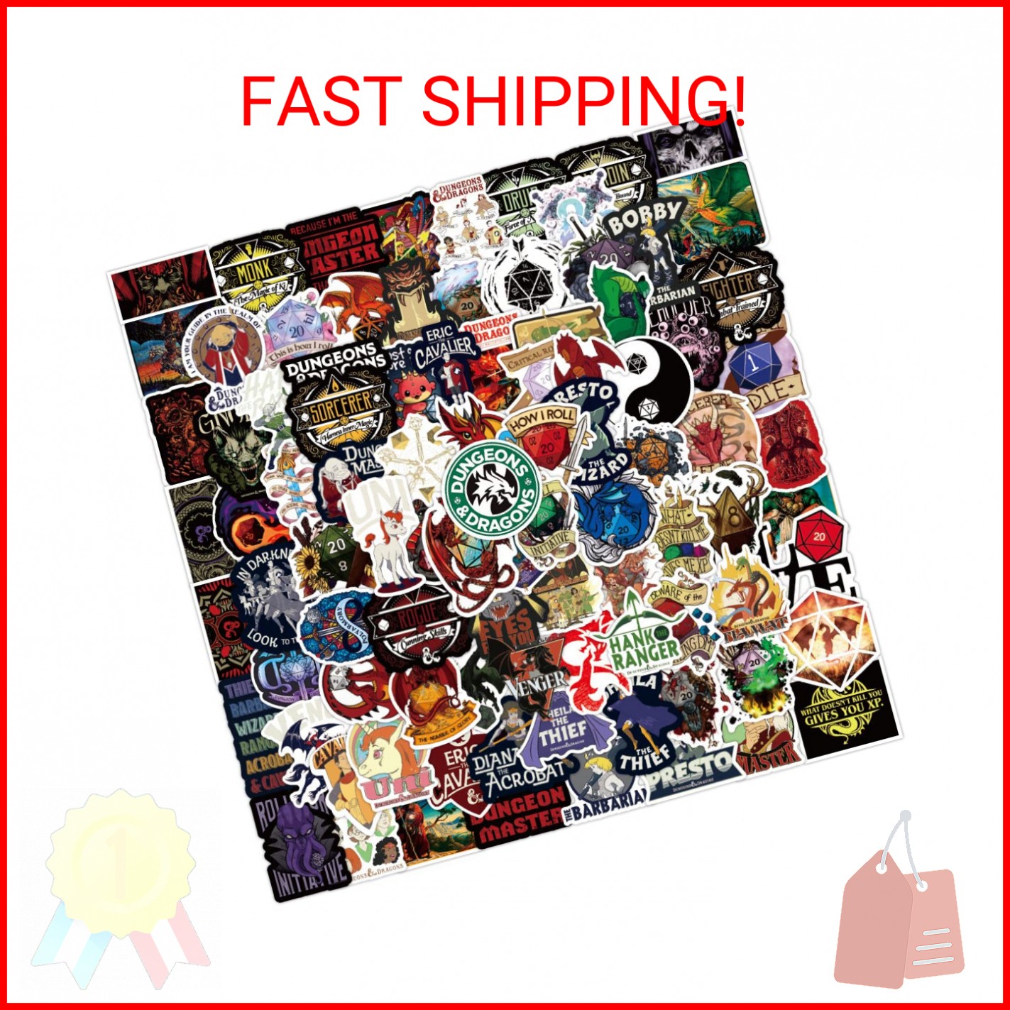 Dungeons and Dragons Stickers- 100Pcs Vinyl Waterproof Stickers for Teens, Gifts