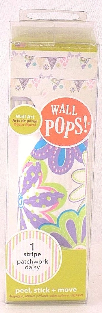 Wall Pops! Wall Art 1 Stripe Patchwork Daisy 42 Piece Wall Decal Kit Peel Stick
