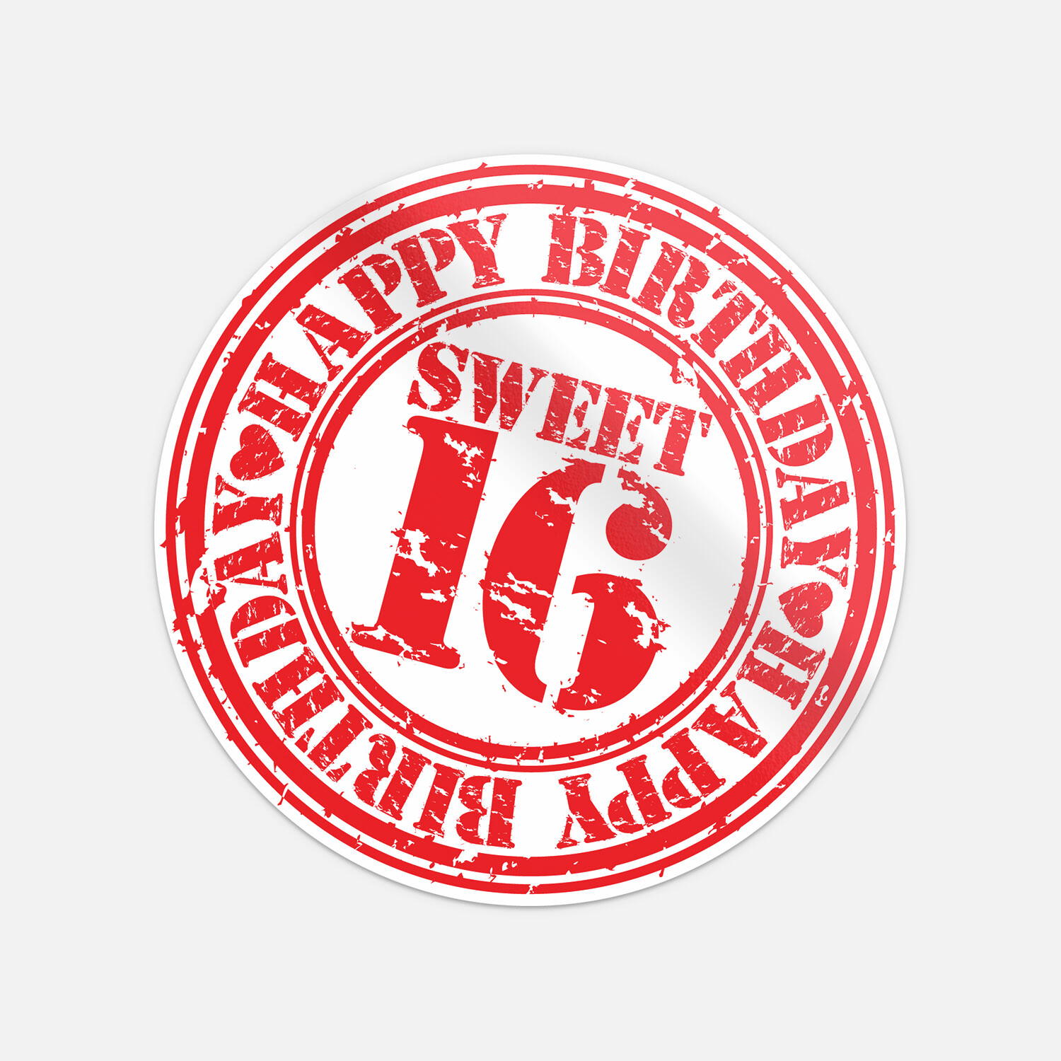 Grunge Stamp Happy Birthday Sweet Sixteen 16 Vinyl Sticker Decal