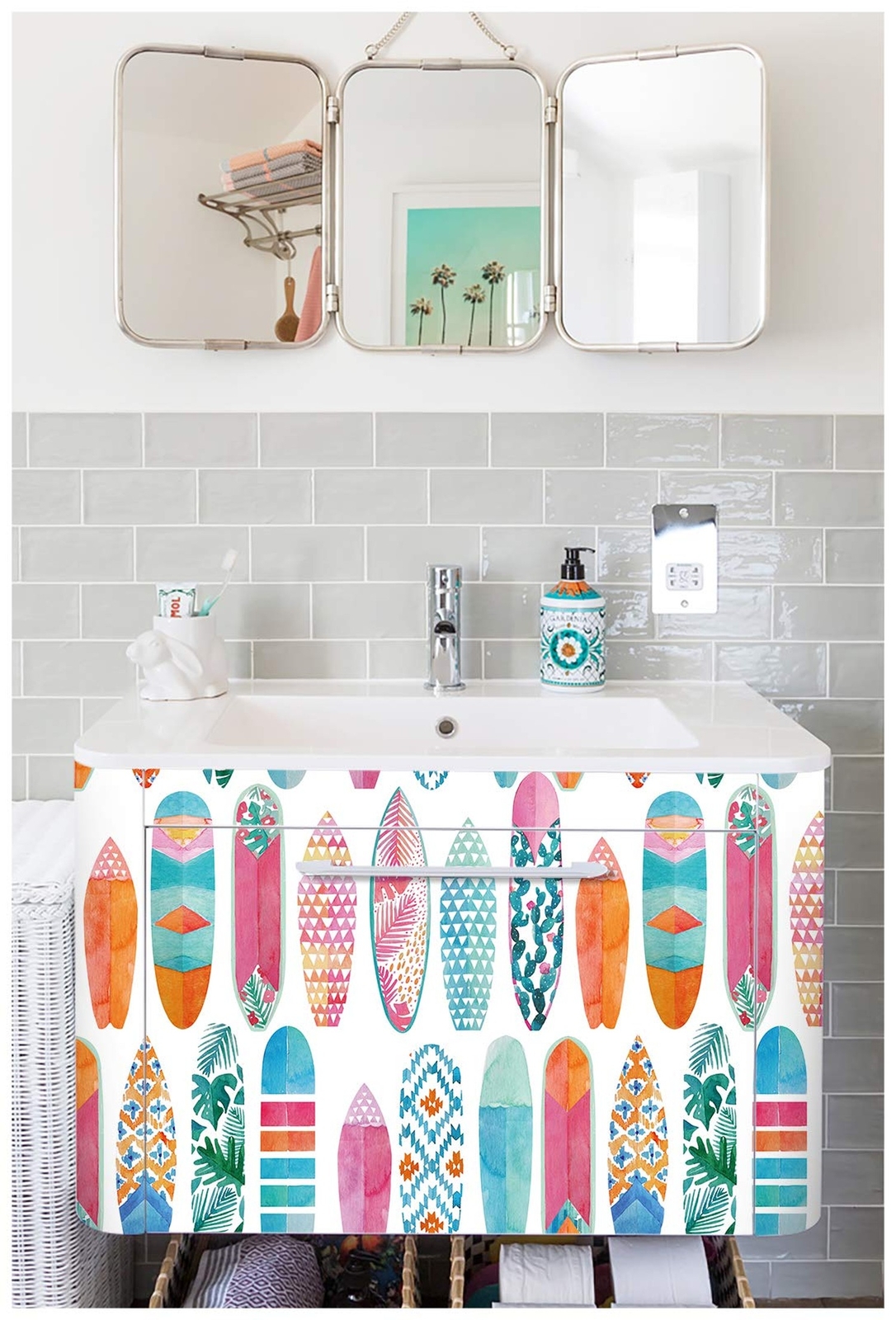HAOKHOME Peel and Stick Surfboard Wallpaper Fancy Trellis White/Pink/Blue Rem…