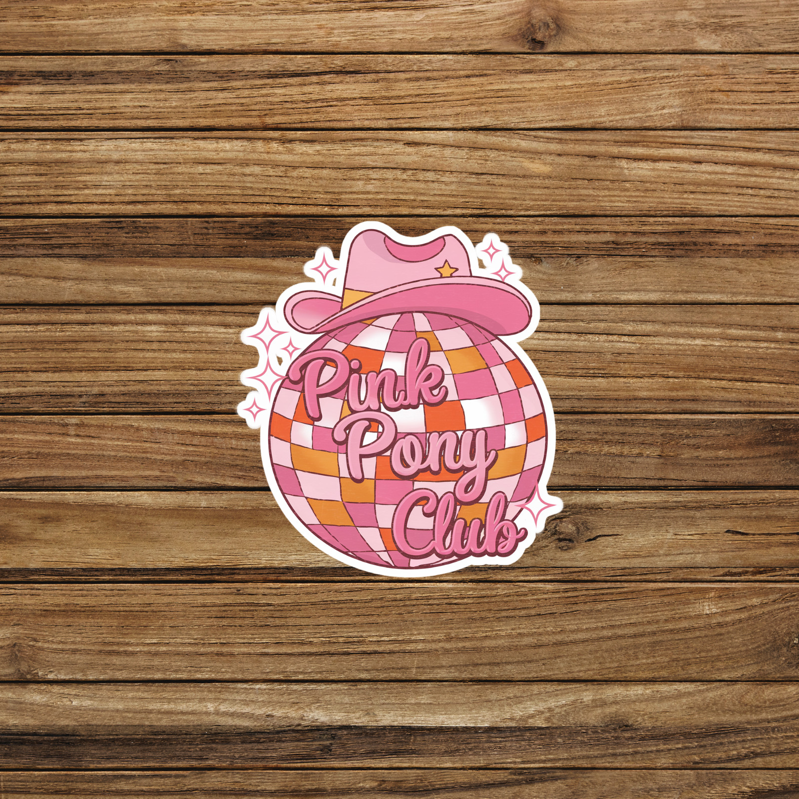 Pink Pony Club Disco Ball Cute Cartoon Horse Sticker for Girls #2481