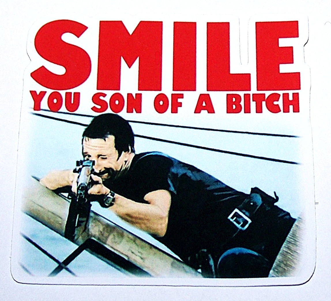 JAWS Cut Sticker Decal Movie Horror Film Shark Chief – Smile You Son of a B*tch