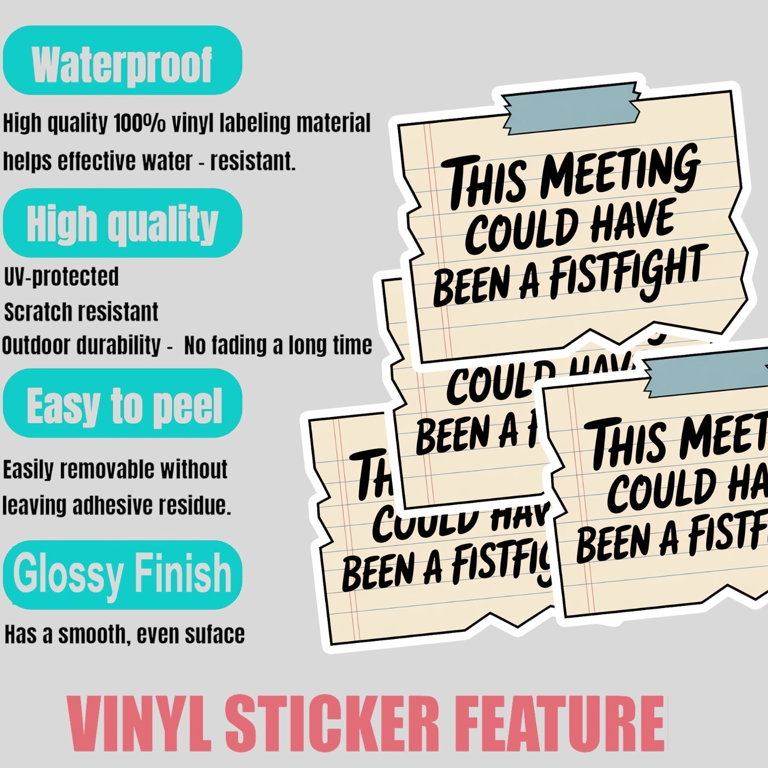 4PCS This Meeting Could Have Been a Fistfight Stickers – Funny Office Decal