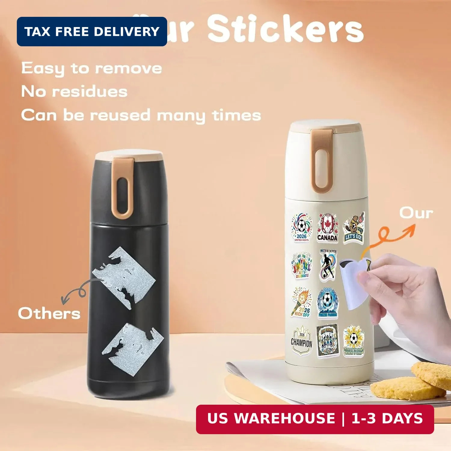 100 Pcs World Cup Football Soccer Stickers Soccer Sports Sticker Set for Adults
