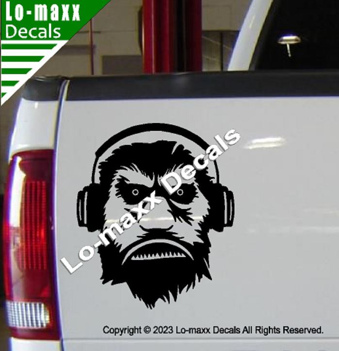 Bigfoot With Headphones Custom Graphic Design Original Die Cut Vinyl Decal
