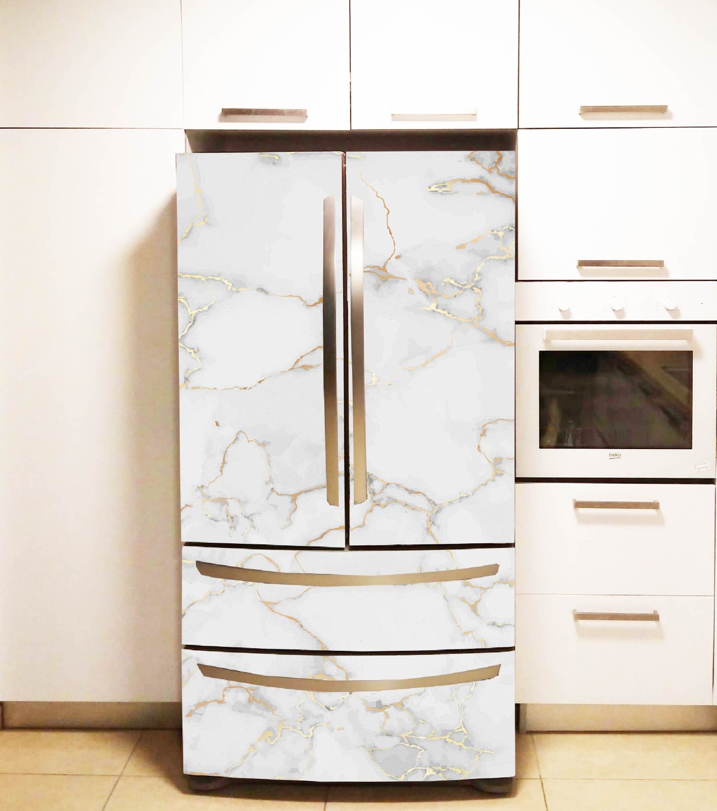 Marble Refrigerator Wrap, Upgrade Your Kitchen in Minutes