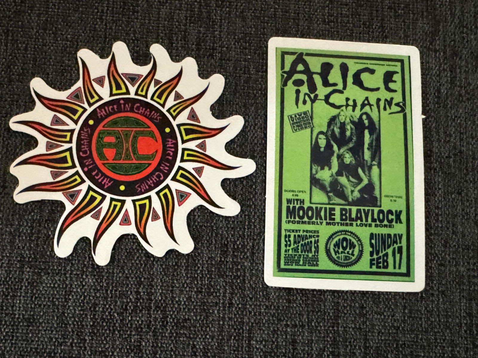Lot of 2 ALICE IN CHAINS 1 1/2" to 2 1/2" Band Logo STICKERS Green FAST! FREE!