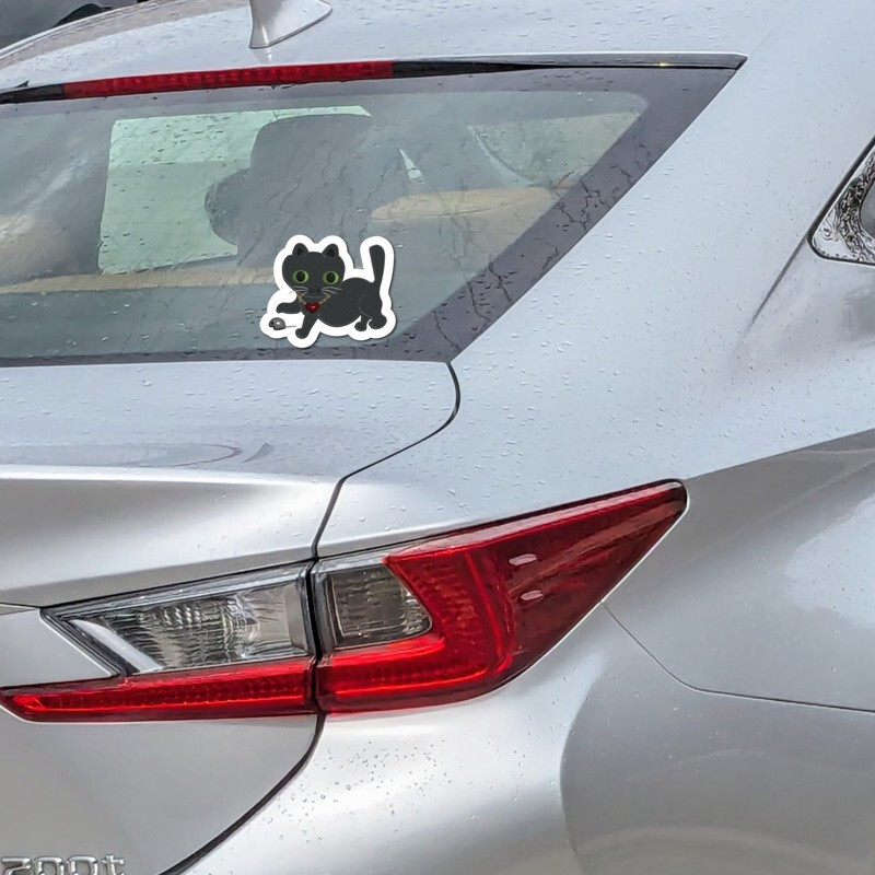 Black Kitty Vinyl Stickers Waterproof Cat Decal Outdoor Car Water Bottle Laptop