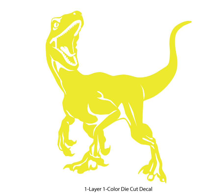 Dinosaur – Roaring Velociraptor #2 – Jurassic Period – 4-21" wide – DieCut Decal