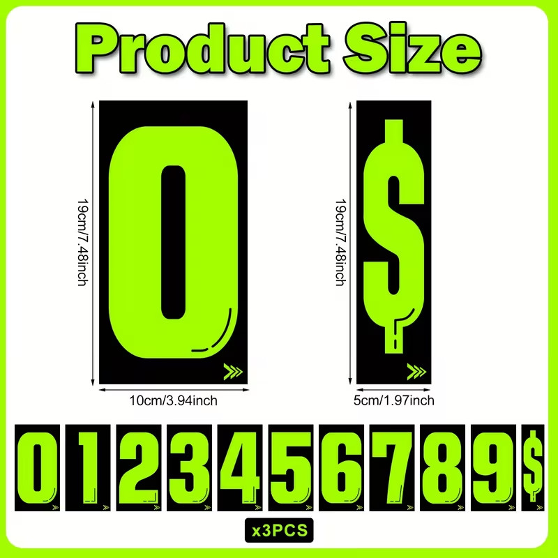 0-9 Set of 33 Numbers Vinyl Sticker Decals 7 1/2 in Pricing Stickers Car Dealer