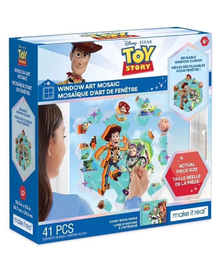 Disney: Window Art Mosaic – Toy Story – 41 pcs, Reusable Window Puzzle Clings
