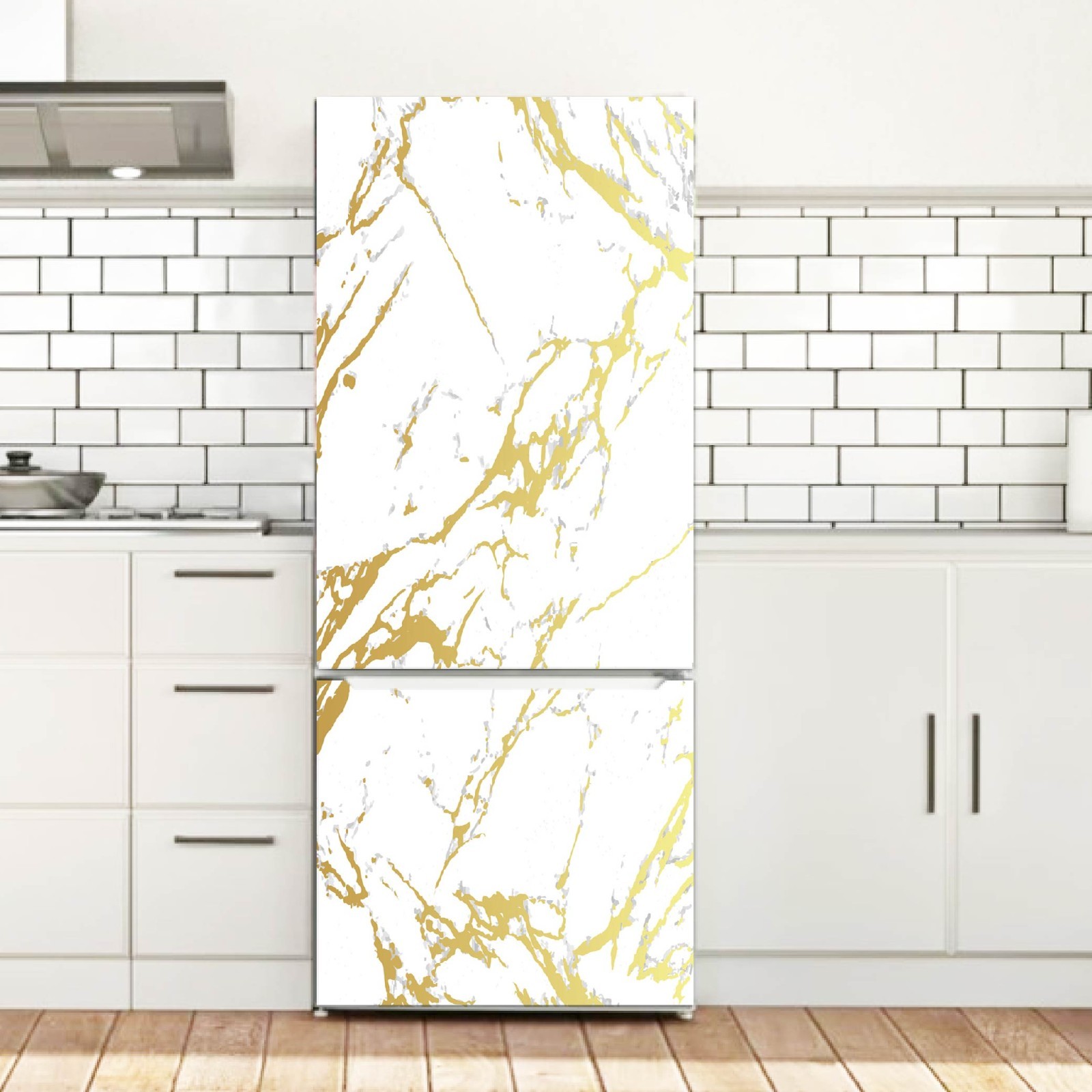 Luxury Marble Fridge Wrap, Modern Kitchen Transformation