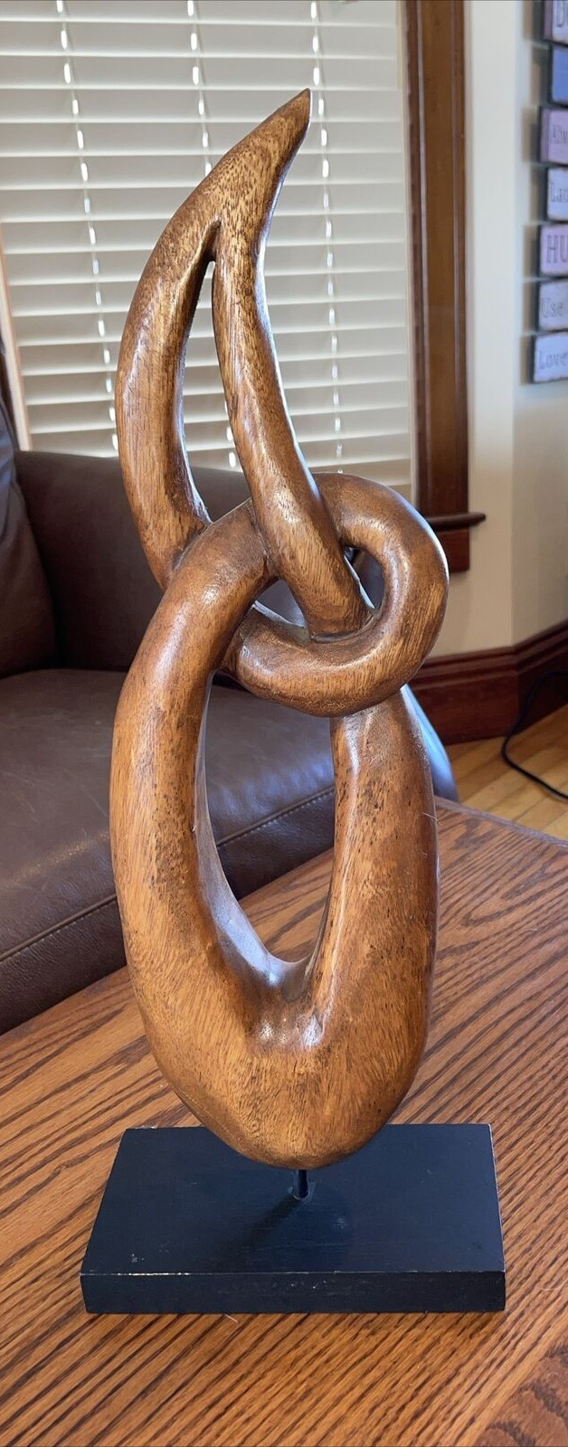 Wood Deco Sculpture with Black Base