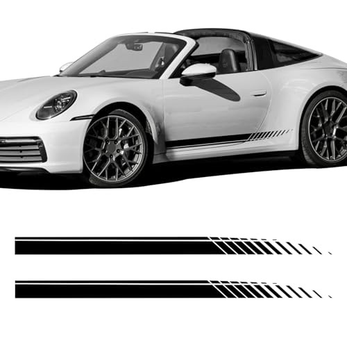 2Pcs Sports Racing Stripe Graphic Stickers, Side Door Vinyl Decals, Black