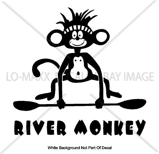 River Monkey Whitewater Watersports Kayaking Boating Outdoor Sport Vinyl Sticker