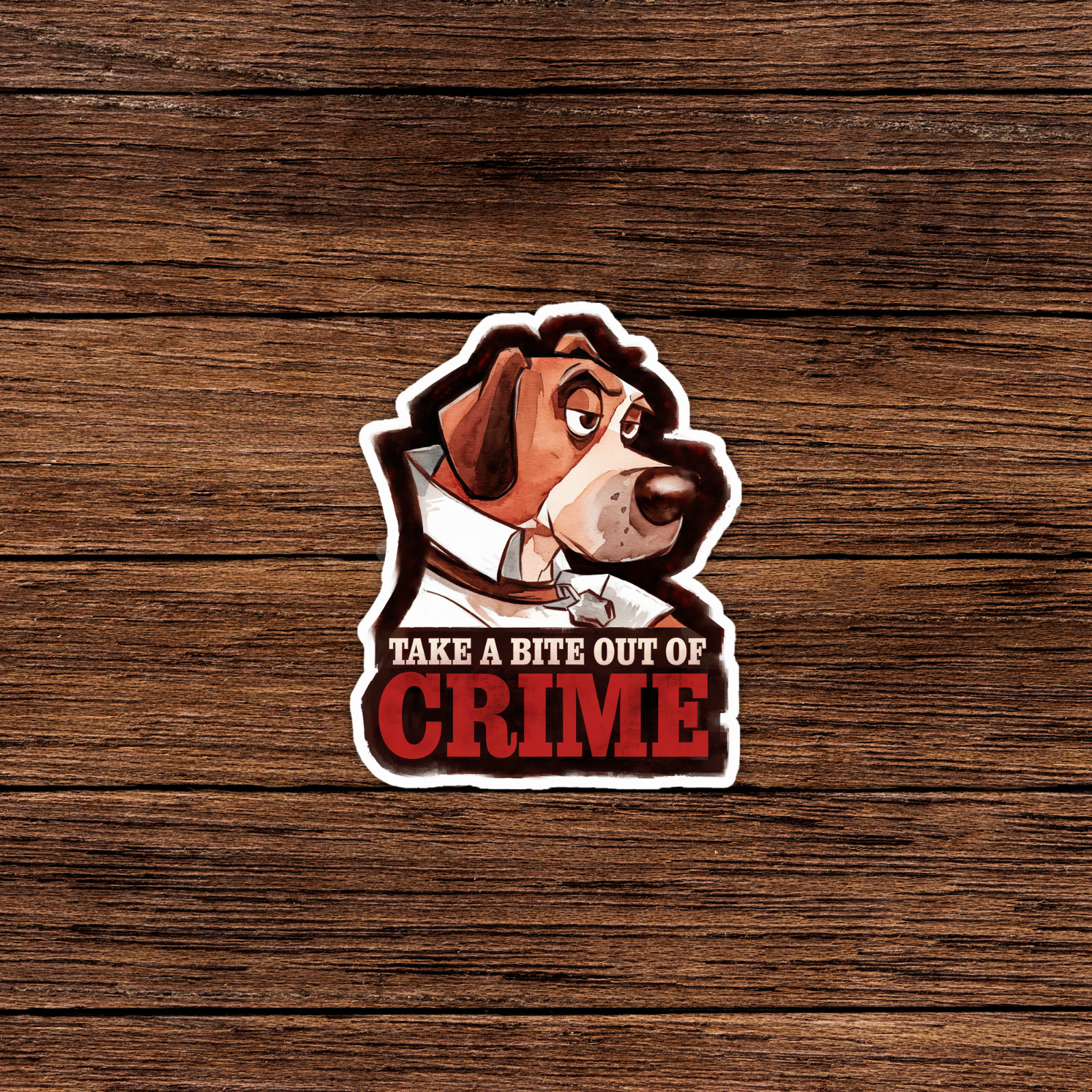 Take a Bite Out of Crime Sticker – McGruff the Crime Dog – Retro 80s Cartoon 646
