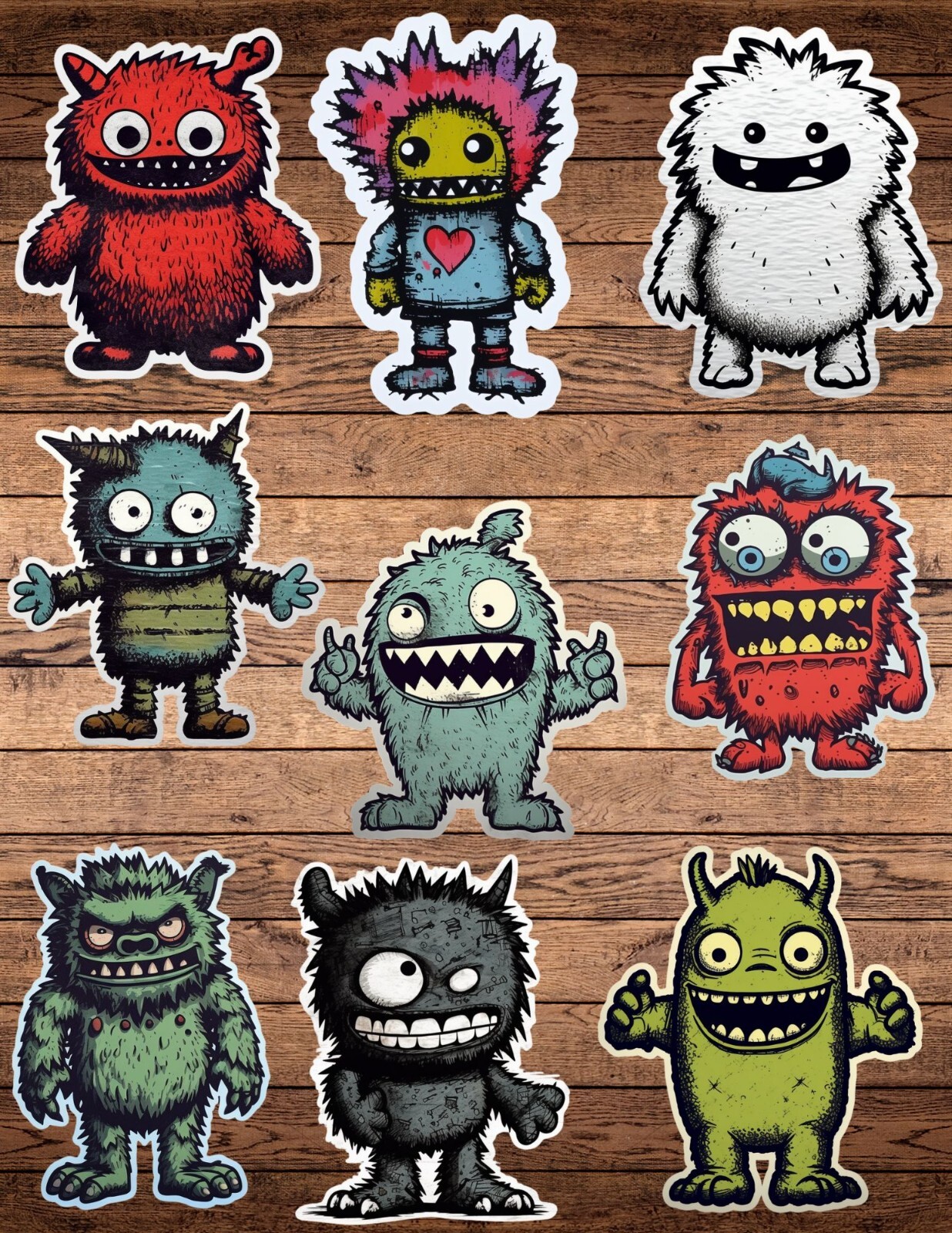 Funny Cartoon Monster Die Cut Vinyl Stickers Set Notebook Laptop Waterbottle