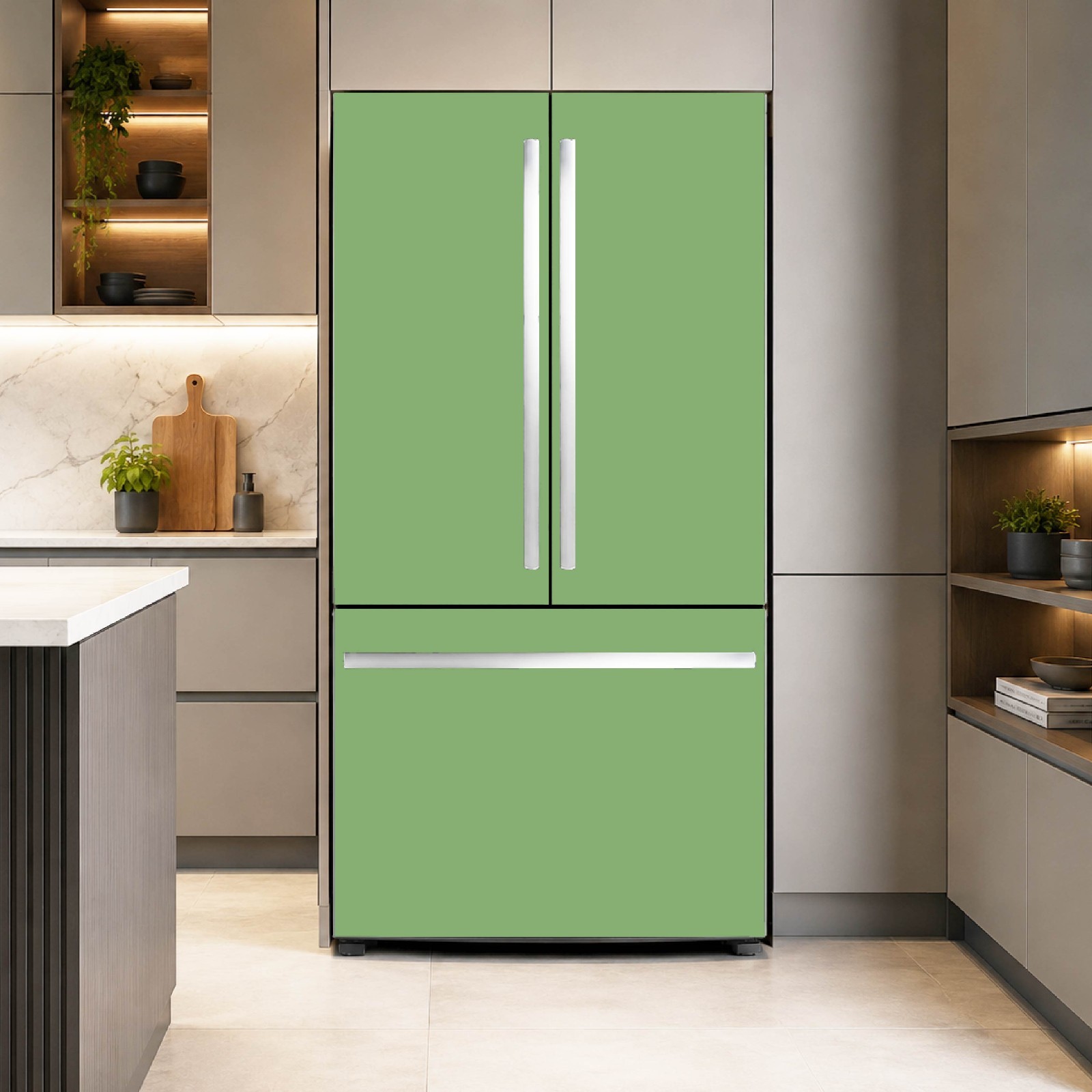Sage Green Vinyl Refrigerator Cover – Simple and Sophisticated