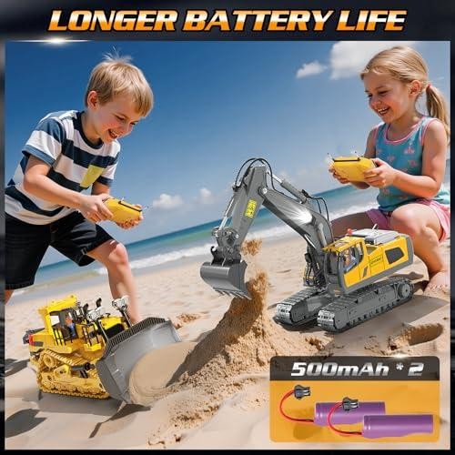 RC Bulldozer Toy for Boys, Remote Control Play Bulldozer Construction Vehicles