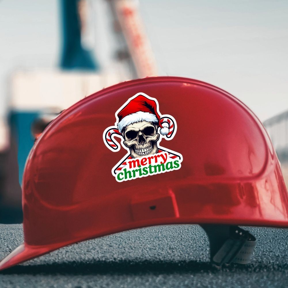 Holiday Christmas Sticker Skull Vinyl "Die Cut" Waterproof UV Resistant NEW