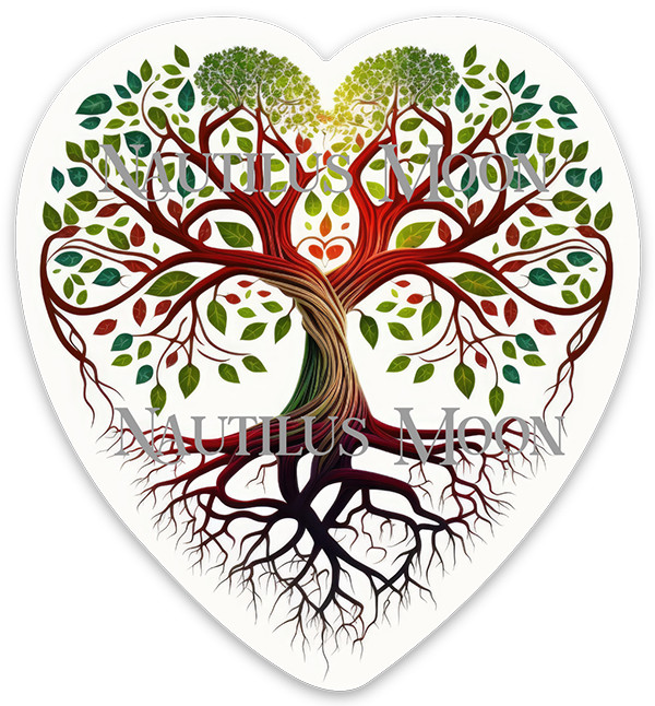 Heart Shaped Tree of Life Label/Sticker die cut 3" wide x 2.78" tall – Free Ship
