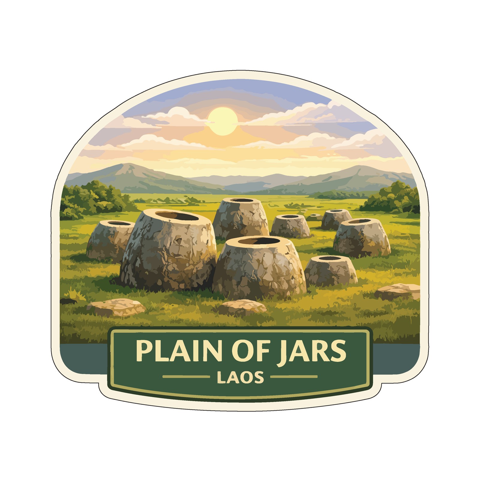 Plain of Jars Laos Sticker Decal Vinyl Die-Cut World Heritage Sites Series