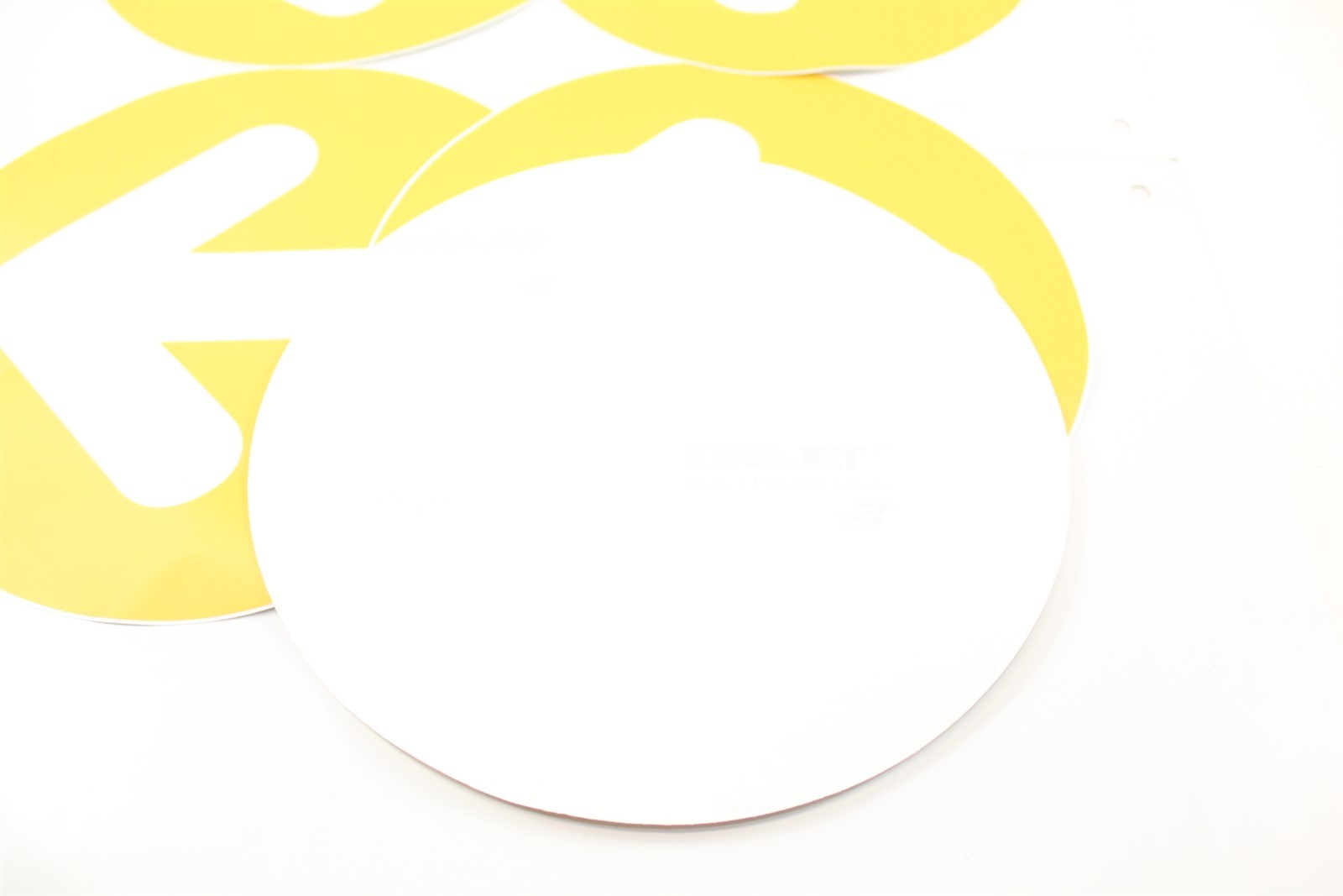 Directional Sticker Packet Yellow with White Arrows 9" Diameter Set of 5