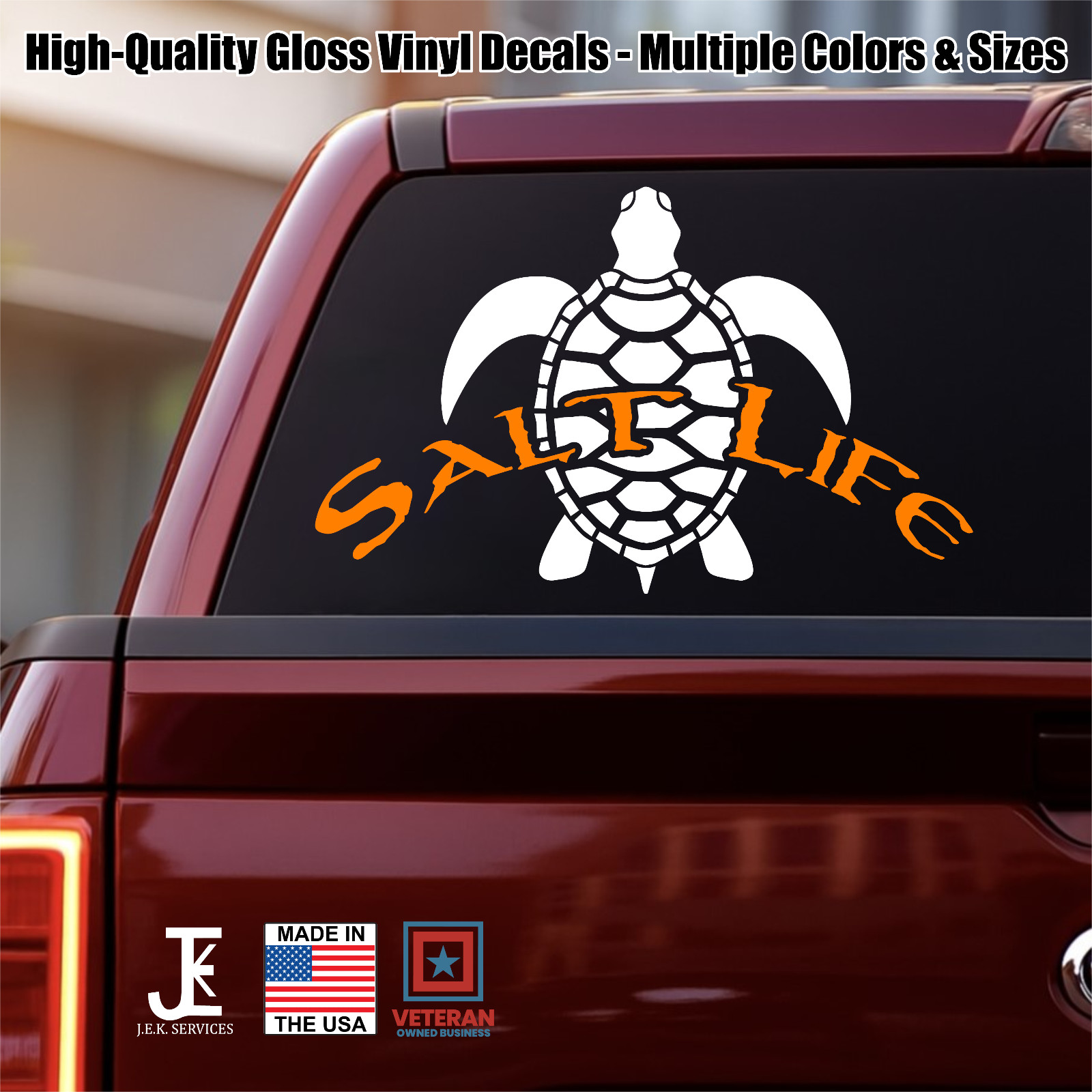 Salt Life Sea Turtle Vinyl Sticker, Car Decal for Truck, Jeep, Window, Bumper