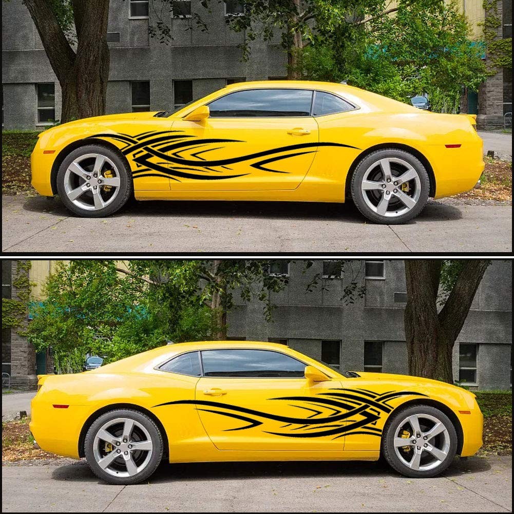 2Pcs 94.4" Universal Flame Graphics Car Auto Body Side Sticker Racing Sports…