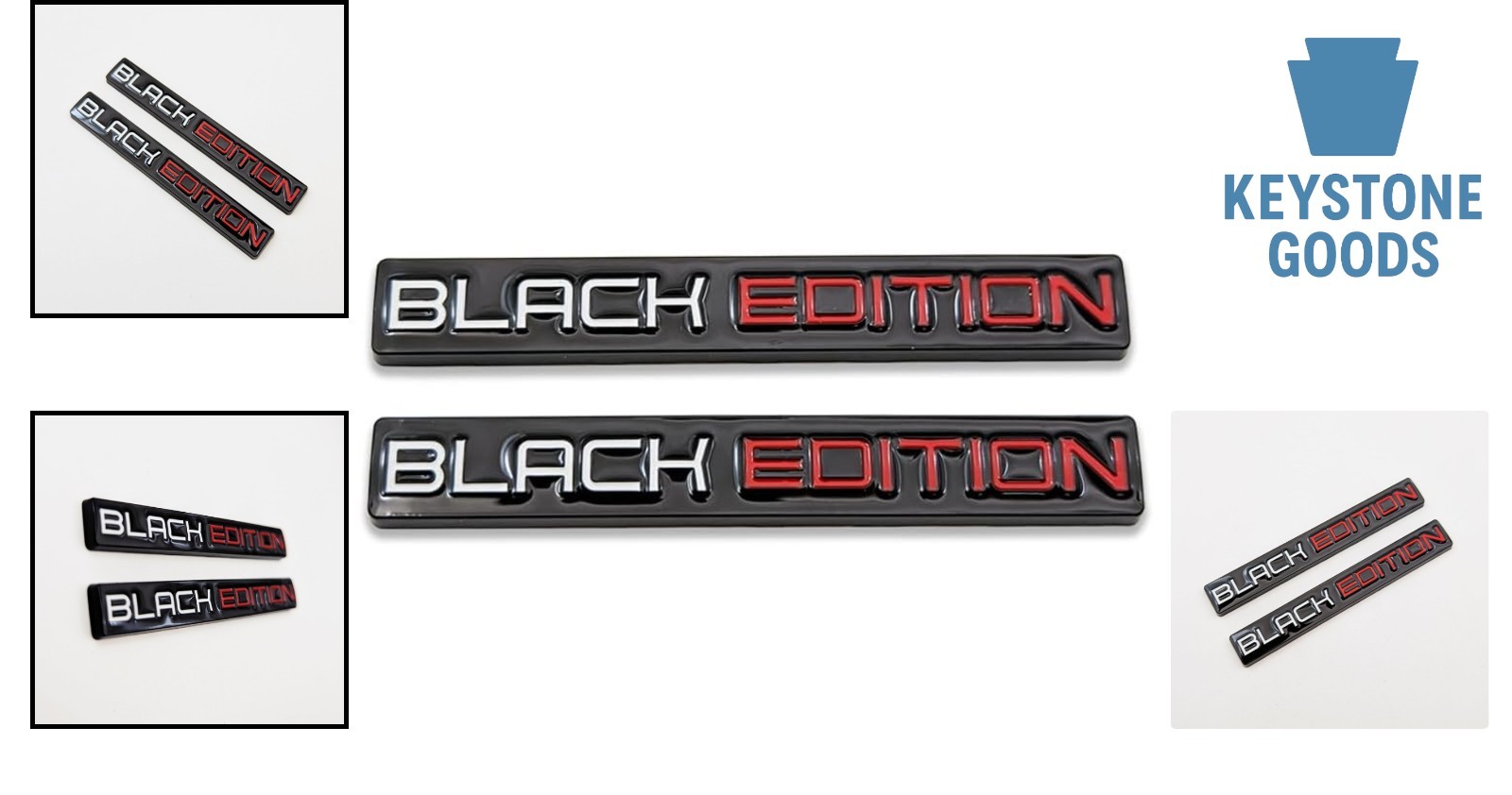 2X Chrome Metal Black Edition Car Emblems – 3D Auto Badge, Universal Fit