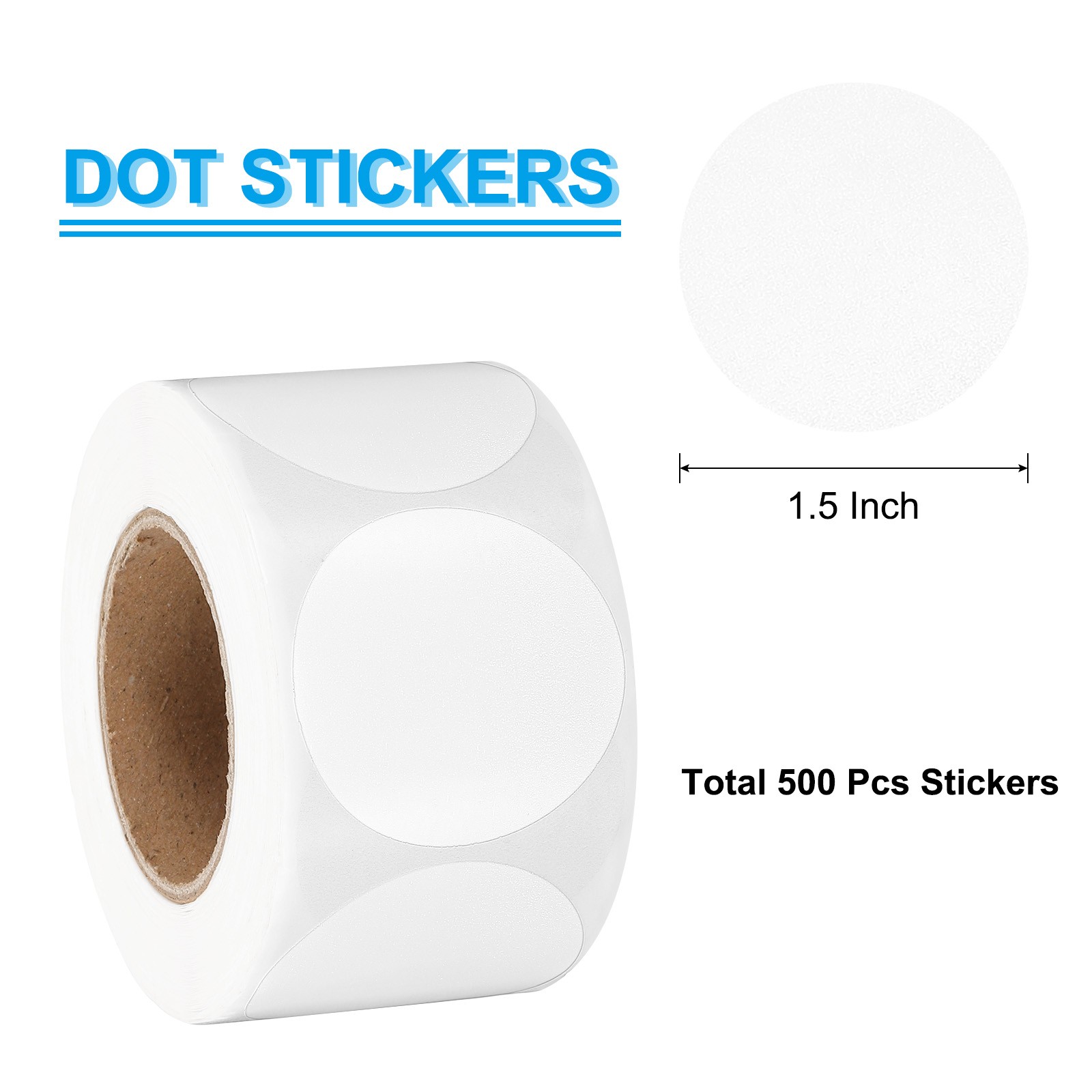 1.5 Inch Round Thermal Label Stickers for Business, White (500Pcs)